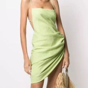 NWOT Green Asymmetrical Backless Summer Dress